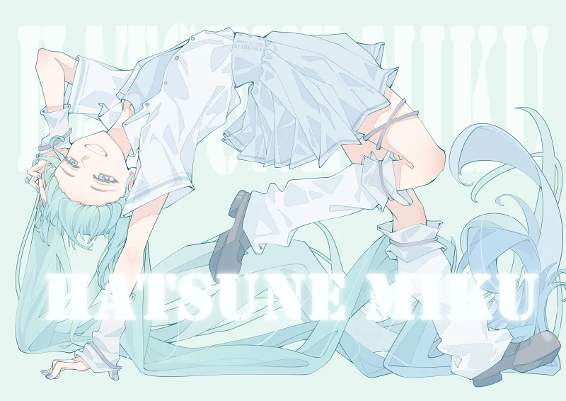 初音未来,miku,平涂,插画