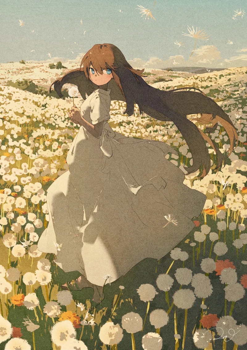 pixiv,二次元,绘画,壁纸,花海,美少女