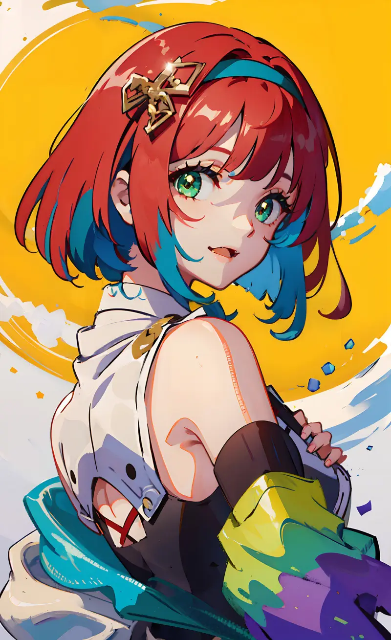 绘画创作,AI绘画,泼墨效果,女头像