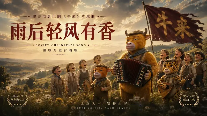 《牛来》片尾曲《雨后轻风加上了手风琴和童声合唱团