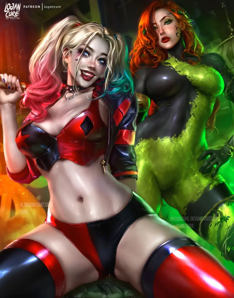 DC,DC漫画,美漫,超级英雄,小丑女,毒藤女,绘画,插画,美图,壁纸