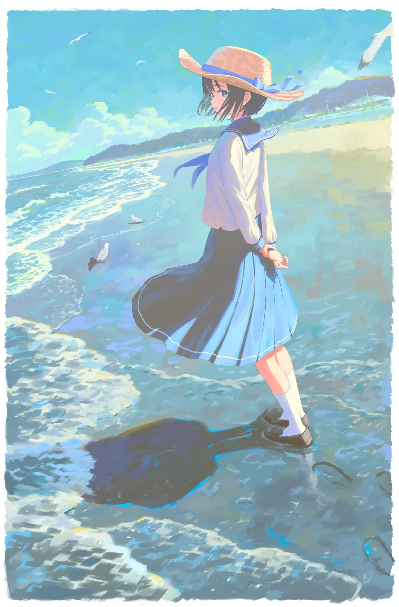 pixiv,二次元,壁纸,绘画,jk少女