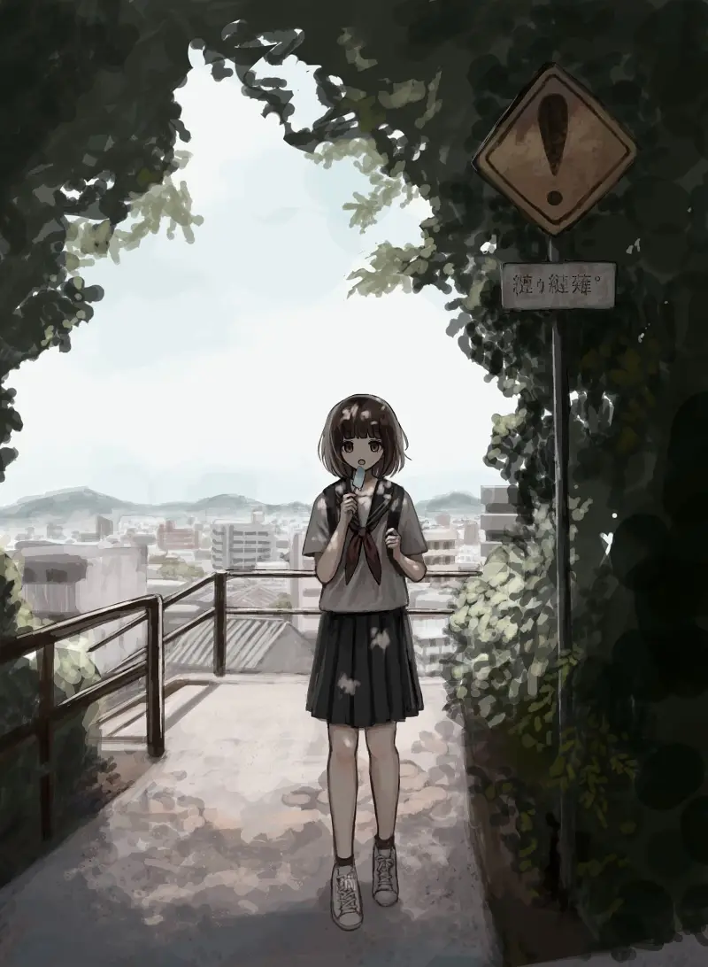 二次元,动漫壁纸,忧郁系,灰色调,绘画,插画,ACG,二次元壁纸