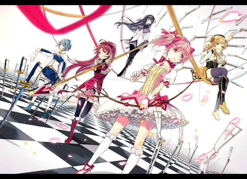 魔法少女小圆,魔法少女,美图,壁纸,绘画,鹿目圆,晓美焰,美树沙耶香,佐仓杏子,巴麻美