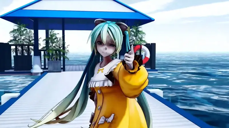 当猫耳miku在海边惬意的跳舞【MMD】惬意的事