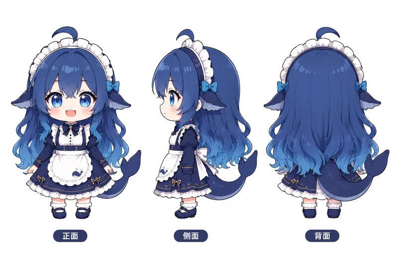 DeepSeek,鲸鱼娘,蓝色大肥鱼,初音未来,可爱,女仆,梗图