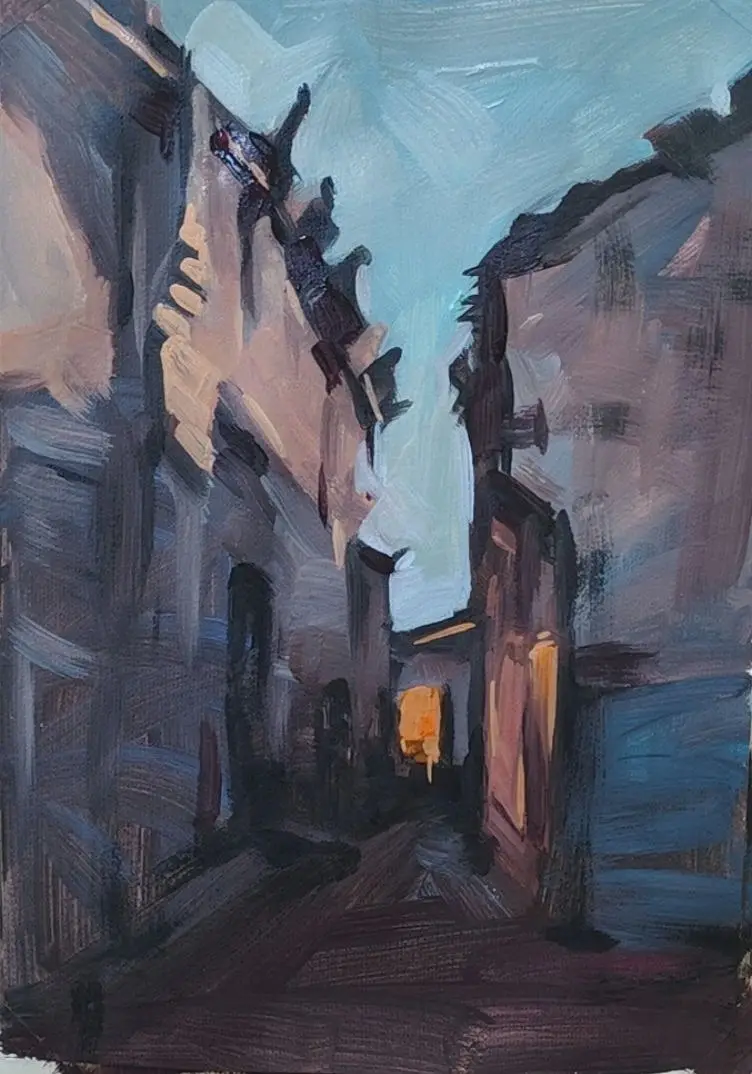 手绘,色彩练习,风景,丙烯画,速涂,丙烯风景