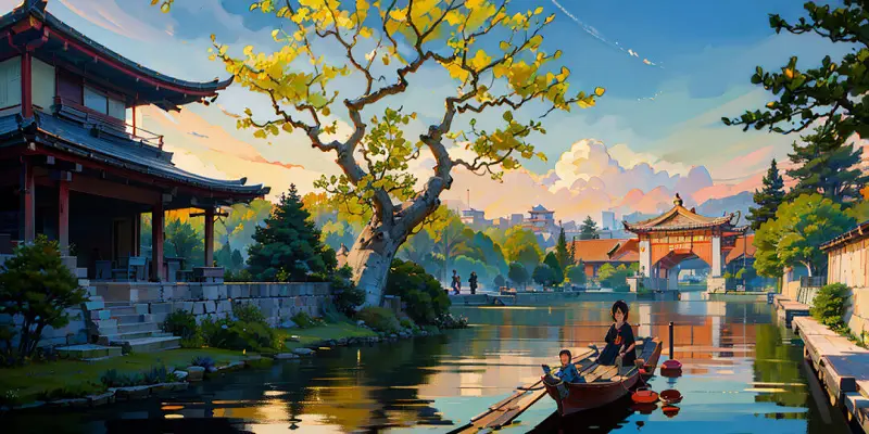 tmnd模型搭84000VAE制作江南水景图