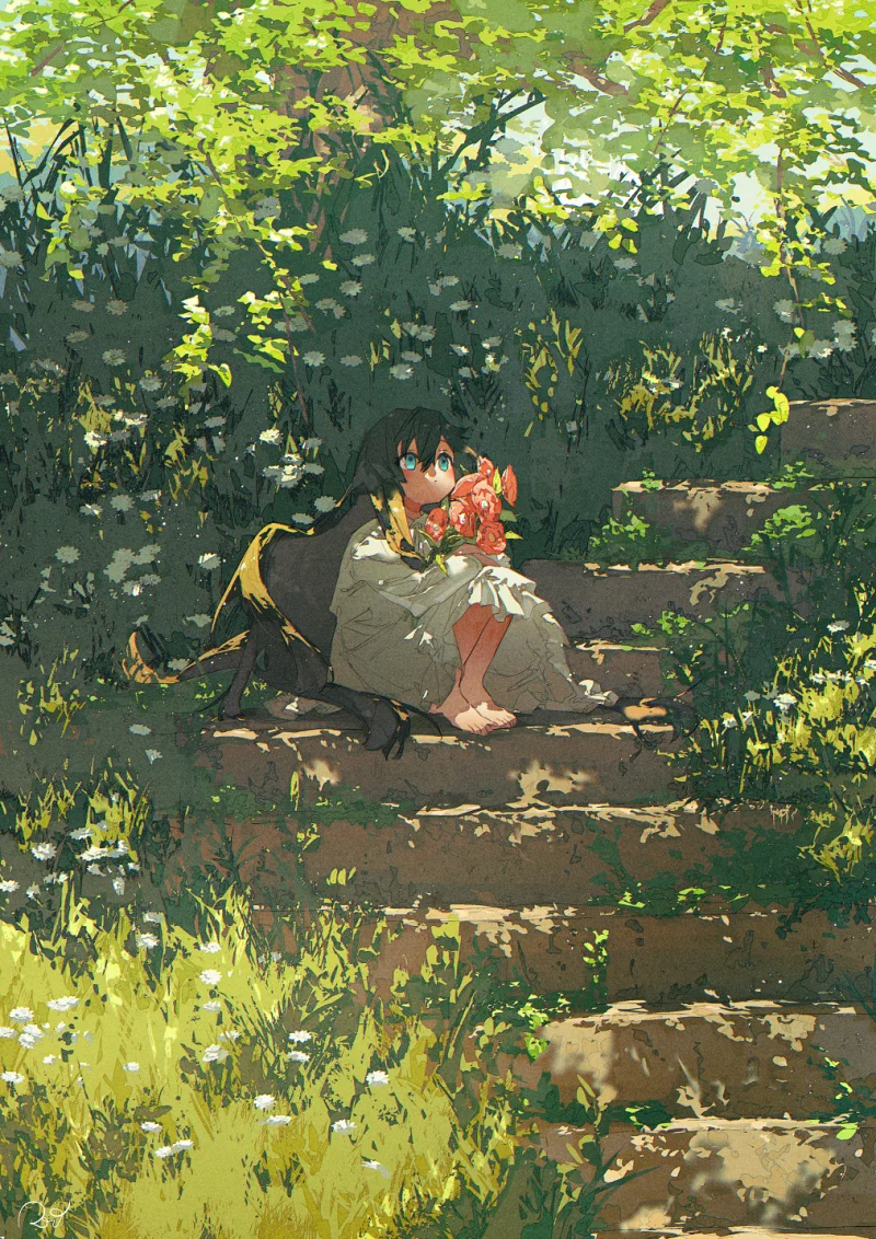 pixiv,二次元,绘画,壁纸,花海,美少女