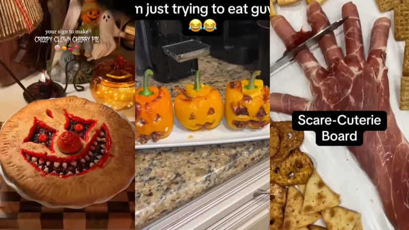 【tiktok】国外美食博主分享做的万圣节主题食物，好有创意但有点下不去嘴喔