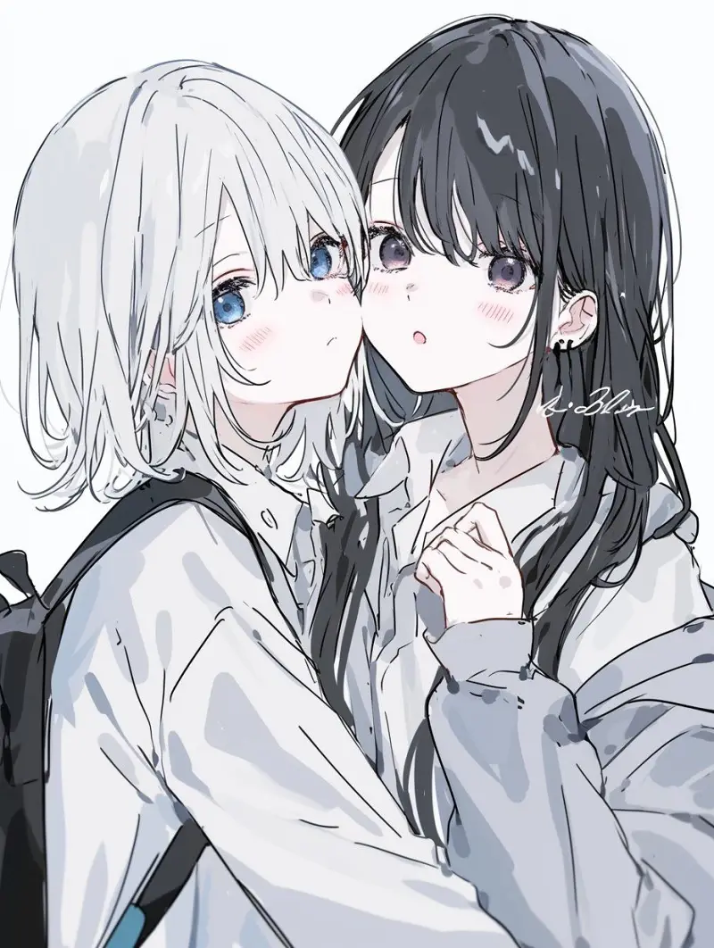 M站美图,插画,百合