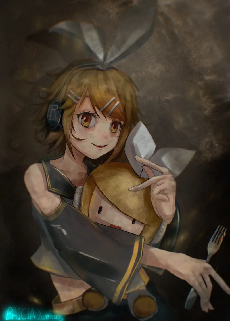 vocaloid,vflower,重音teto,镜音铃,绘画,板绘