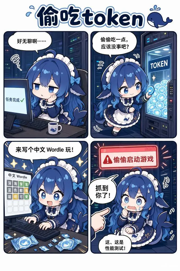 DeepSeek,鲸鱼娘,蓝色大肥鱼,初音未来,可爱,女仆,梗图