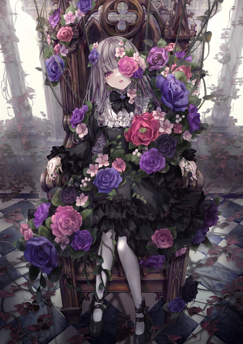 pixiv,二次元,花,壁纸,绘画