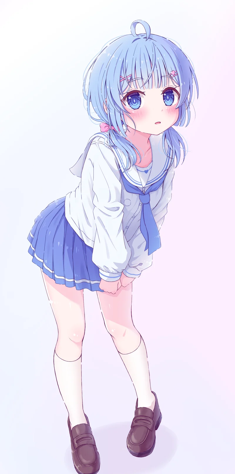 女孩子,美少女,青发,青眼,萝莉,水手服