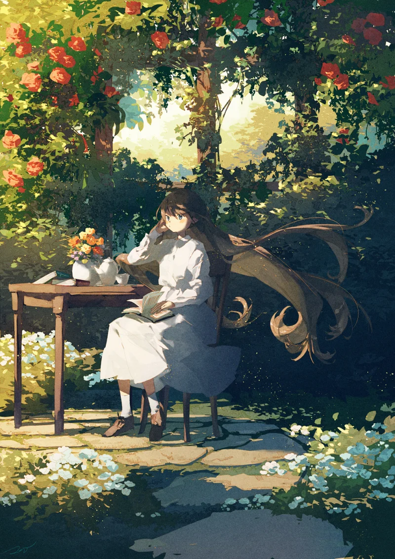 pixiv,二次元,绘画,壁纸,花海,美少女