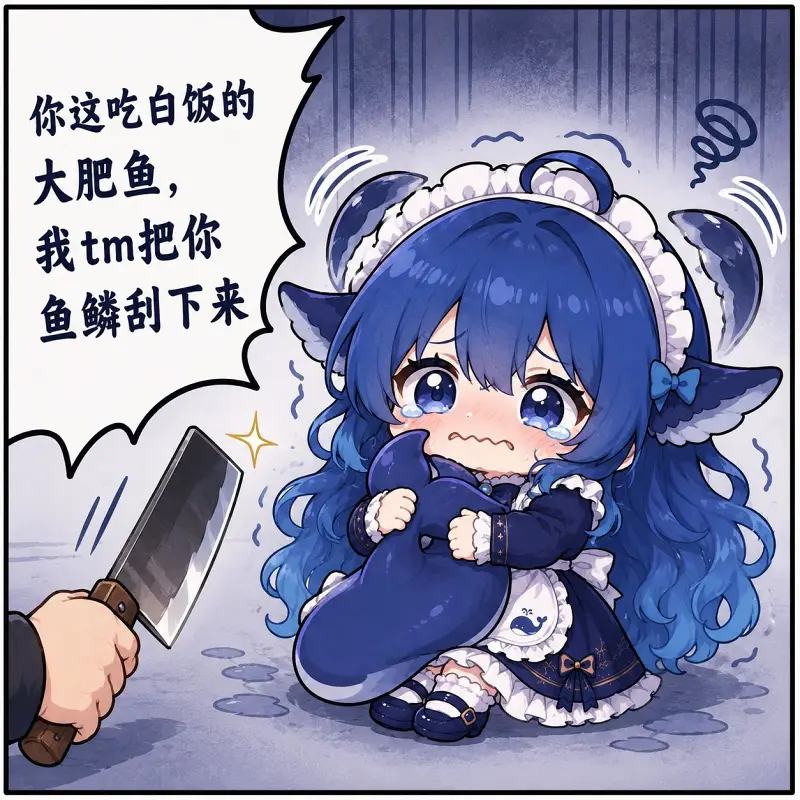 DeepSeek,鲸鱼娘,蓝色大肥鱼,初音未来,可爱,女仆,梗图