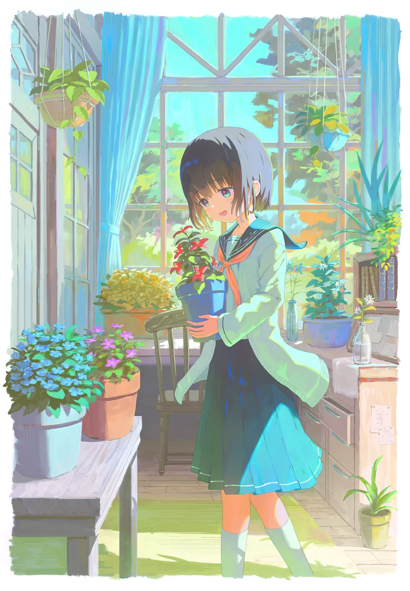 pixiv,二次元,壁纸,绘画,jk少女