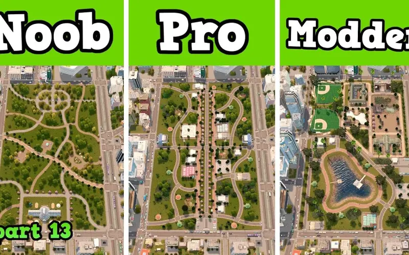 低中高阶玩家建造一座中央公园  #都市天际线  Building a Central Park