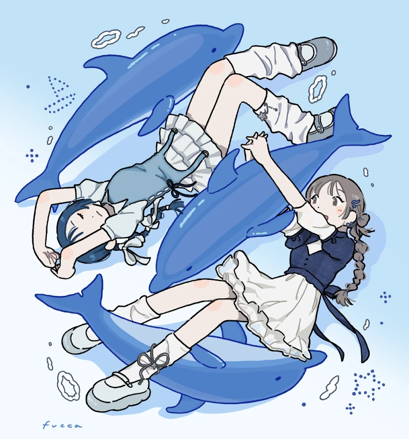 pixiv,二次元,绘画,壁纸,线条,简约,美少女
