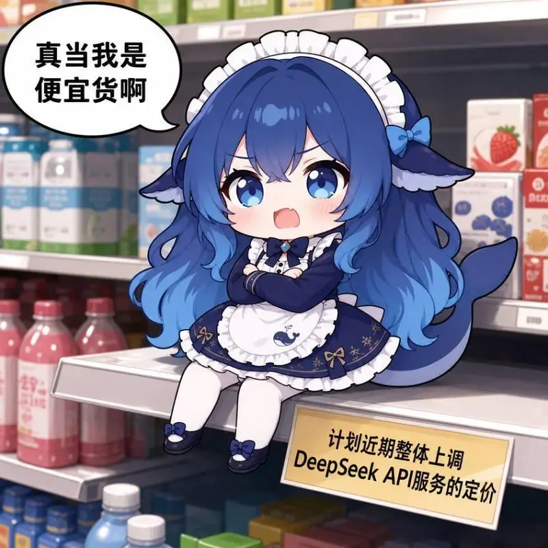 DeepSeek,鲸鱼娘,蓝色大肥鱼,初音未来,可爱,女仆,梗图