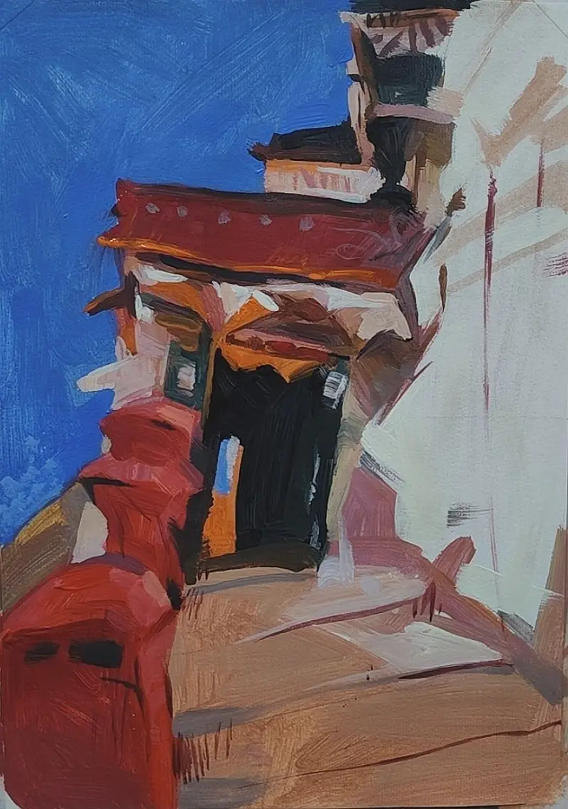 色彩练习,绘画,手绘,速涂,丙烯风景,色彩