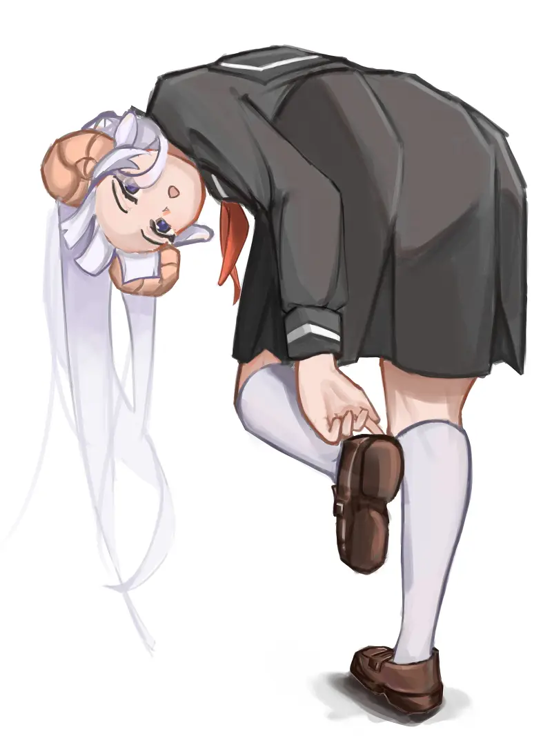 咩栗,MeUmy,水手服,羊娘,小腿袜,小皮鞋,羊,Vup,板绘,插画