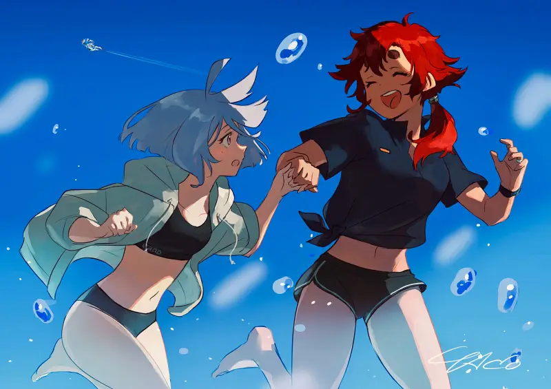 水星的魔女,机动战士高达水星的魔女,机动战士高达,斯莱塔墨丘利,米奥莉奈伦布兰,百合,百合组,红白,动漫壁纸,动漫美图,美图,壁纸,绘画,插画,PIXIV,画师推荐