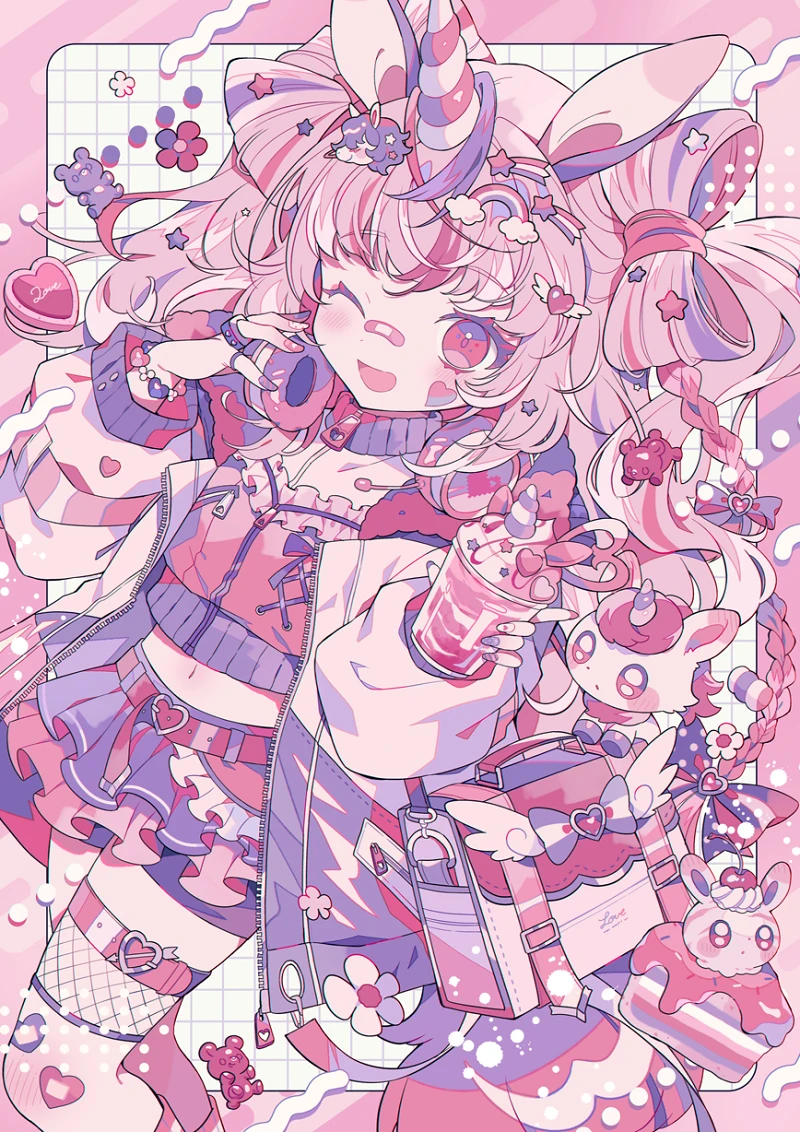 pixiv,绘画,壁纸,二次元,粉色