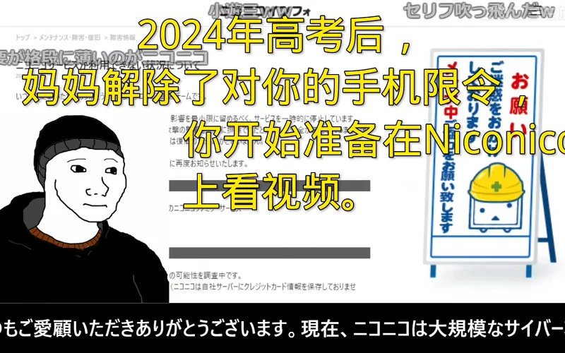 【Doomer】2024年高考后，妈妈解除了对你的手机限令，你开始准备在Niconico上看视频。