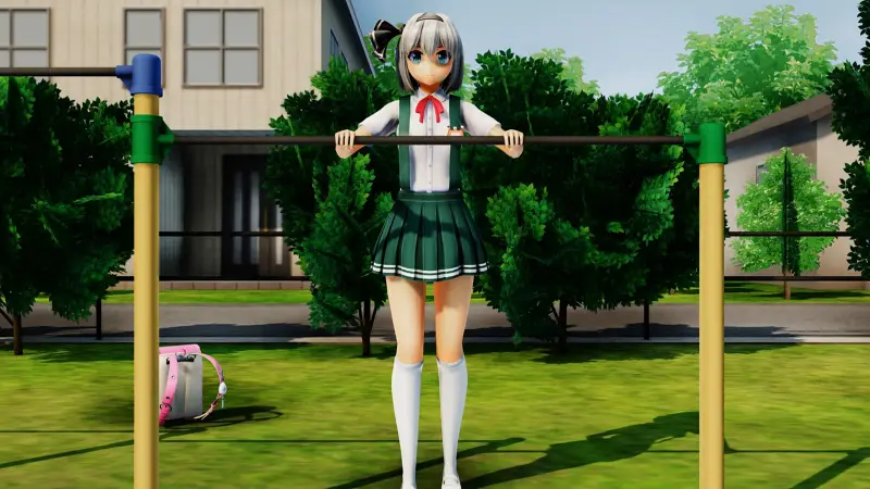 【ＭＭＤ】児童公園で美少女グラビア撮影！　ＪＳスタイルの妖夢ちゃんが逆上がり＋コウモリに挑戦　【Ray-MMD1.52　ぱんつ注意】
