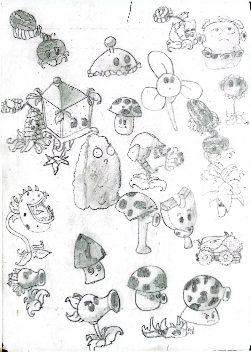 小时候画的PvZ植物