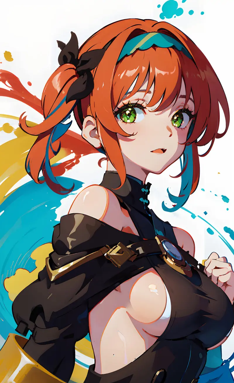 绘画创作,AI绘画,泼墨效果,女头像