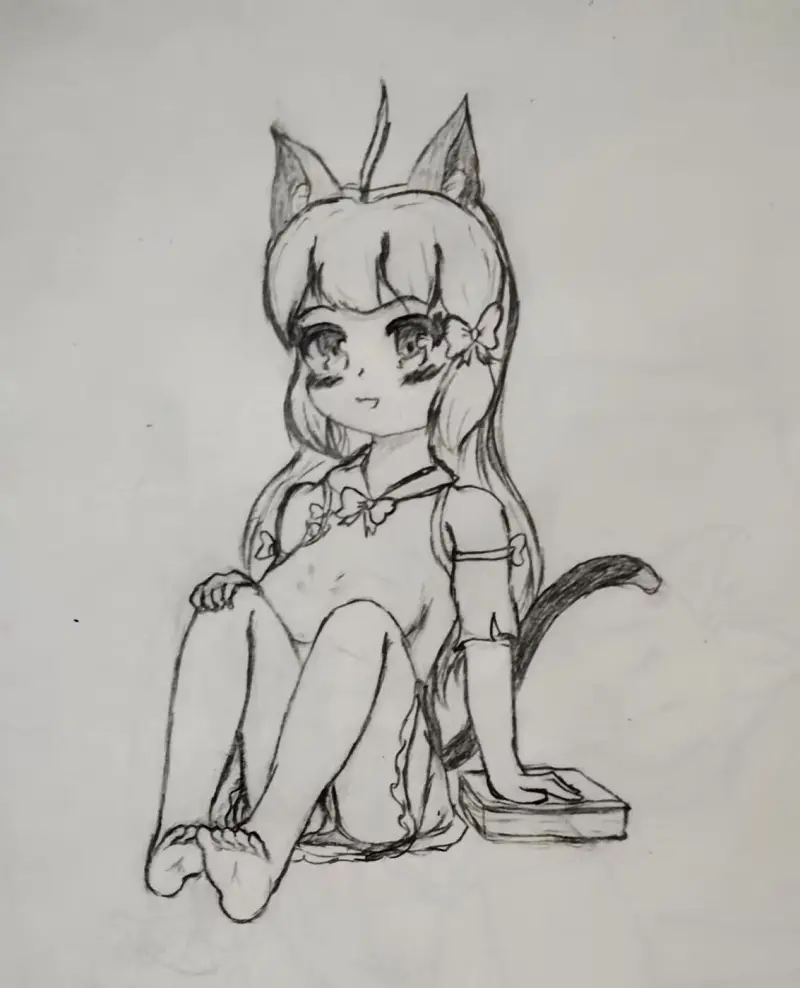 绘画,绘画练习,猫娘