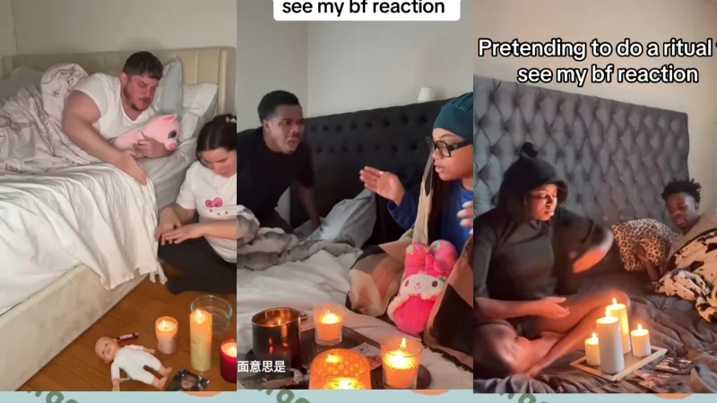 tiktok爆笑整蛊“在男友面前像女巫那样做渗人的仪式看其反应”,男友吓得尖叫 tiktok爆笑整蛊“在男友面前像女巫那样做渗人的仪式看其反应”,男友吓得尖叫