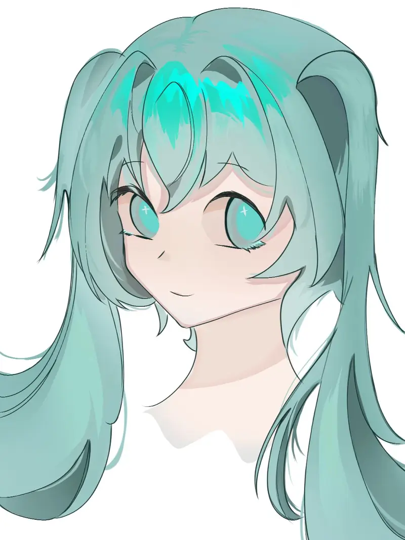 初音未来,vocaloid,Miku,指绘,绘画