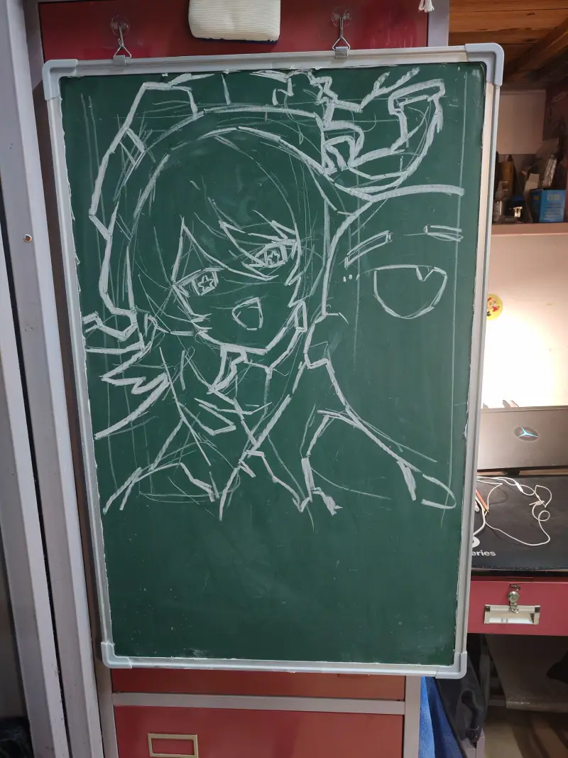 手绘,动漫,原神,速写,练笔,摸鱼,粉笔画