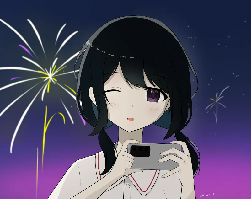 摸鱼 烟花和低双马尾