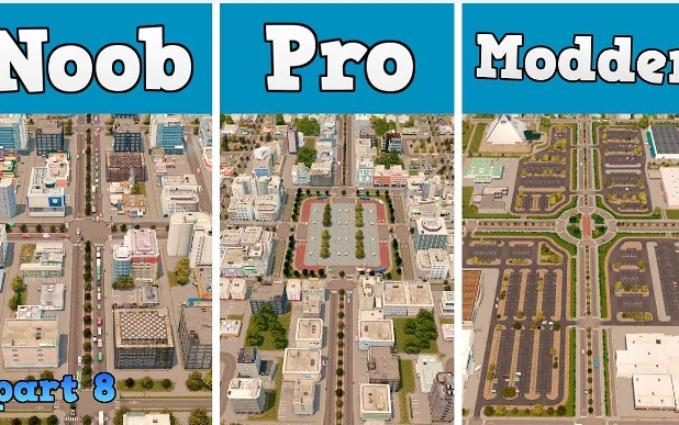 低中高阶玩家在天际线中建造商业区 #都市天际线 Building a Commercial District in Cities  Skylines