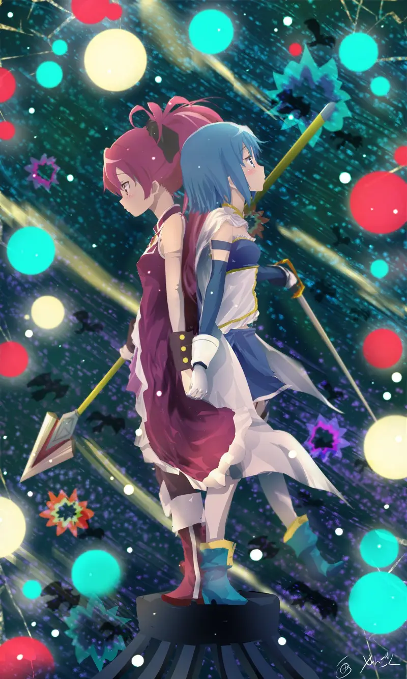 魔法少女小圆,魔法少女,美树沙耶加,佐仓杏子,动漫壁纸,动漫美图,美图,壁纸,绘画,推特