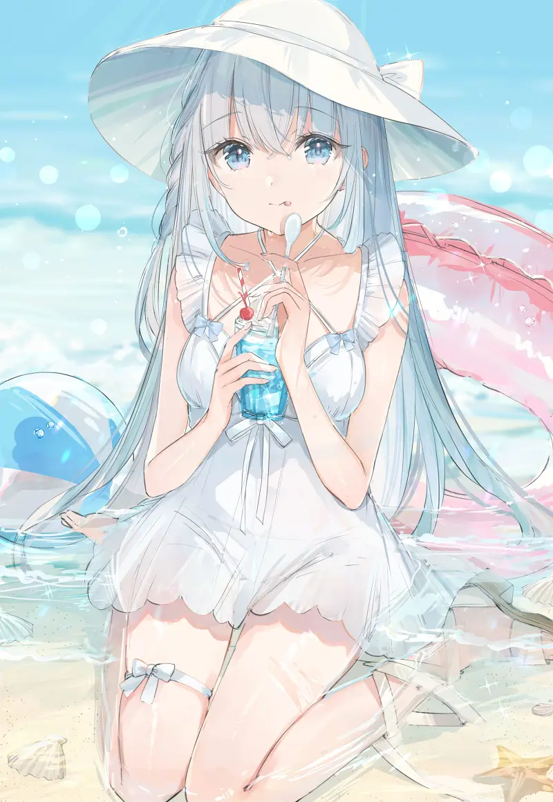 二次元,绘画,壁纸,pixiv,白发,美少女