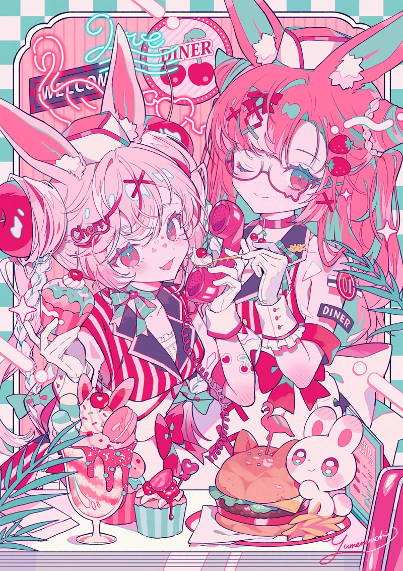 pixiv,绘画,壁纸,二次元,粉色