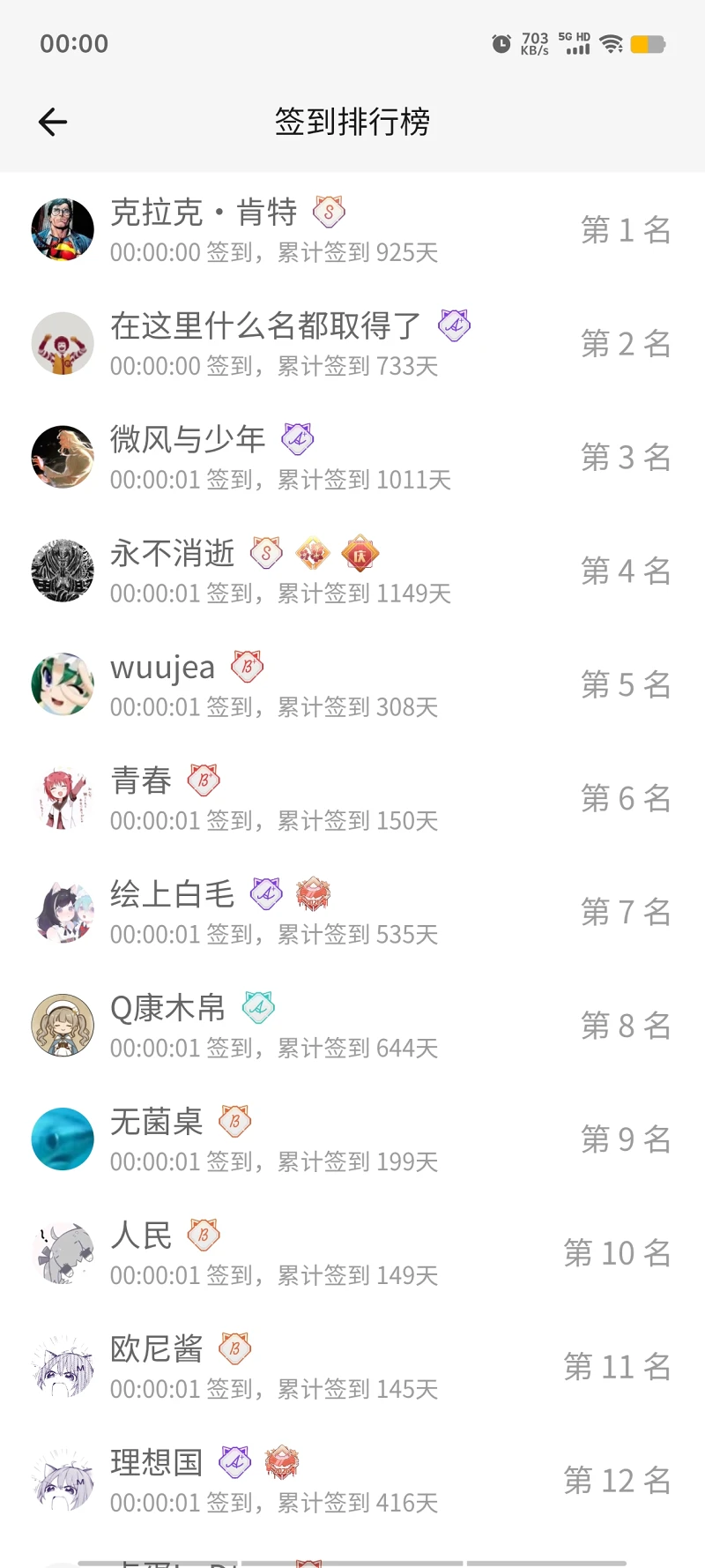 签到,首签,明日签到,每日签到,签到排行榜,M站签到,随缘签到