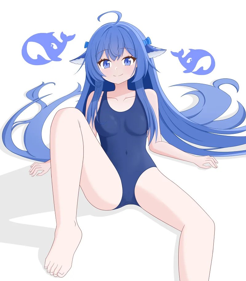绘画,插画,deepseek,蓝色大肥鱼