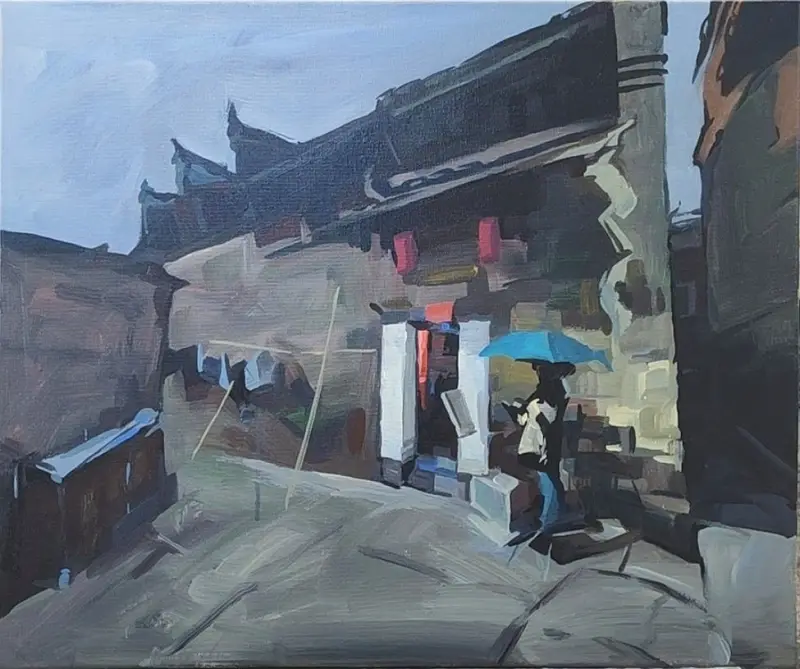 手绘,色彩练习,风景,丙烯画,速涂,丙烯风景