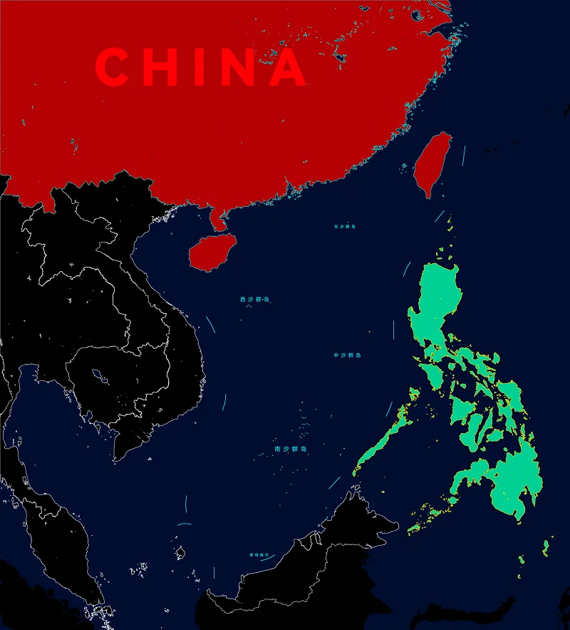 我国南海以及菲律宾地理示意