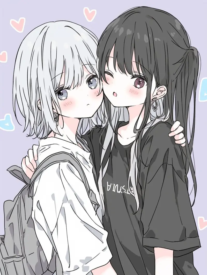 M站美图,插画,百合